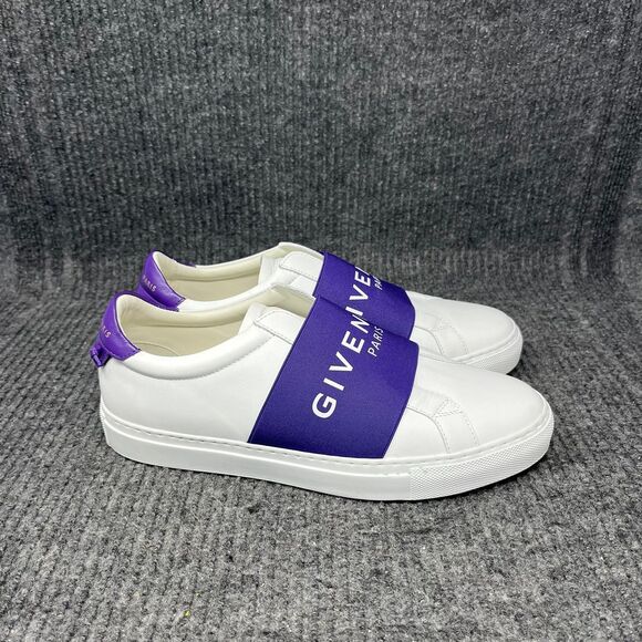 Givenchy Urban Street Knot White Purple Logo Low Top Sneaker Leather 39.5 / 9.5 - Picture 1 of 10